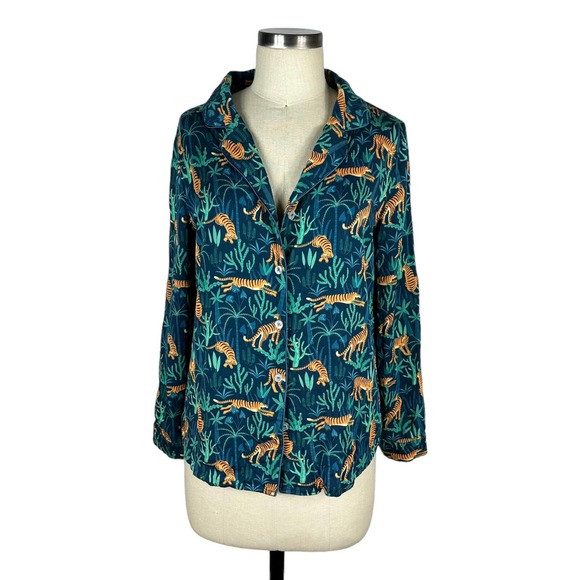 Nightire Other - NIGHTIRE Jungle Print Tiger Button Front Pajama Top Small Organic Bamboo Casual